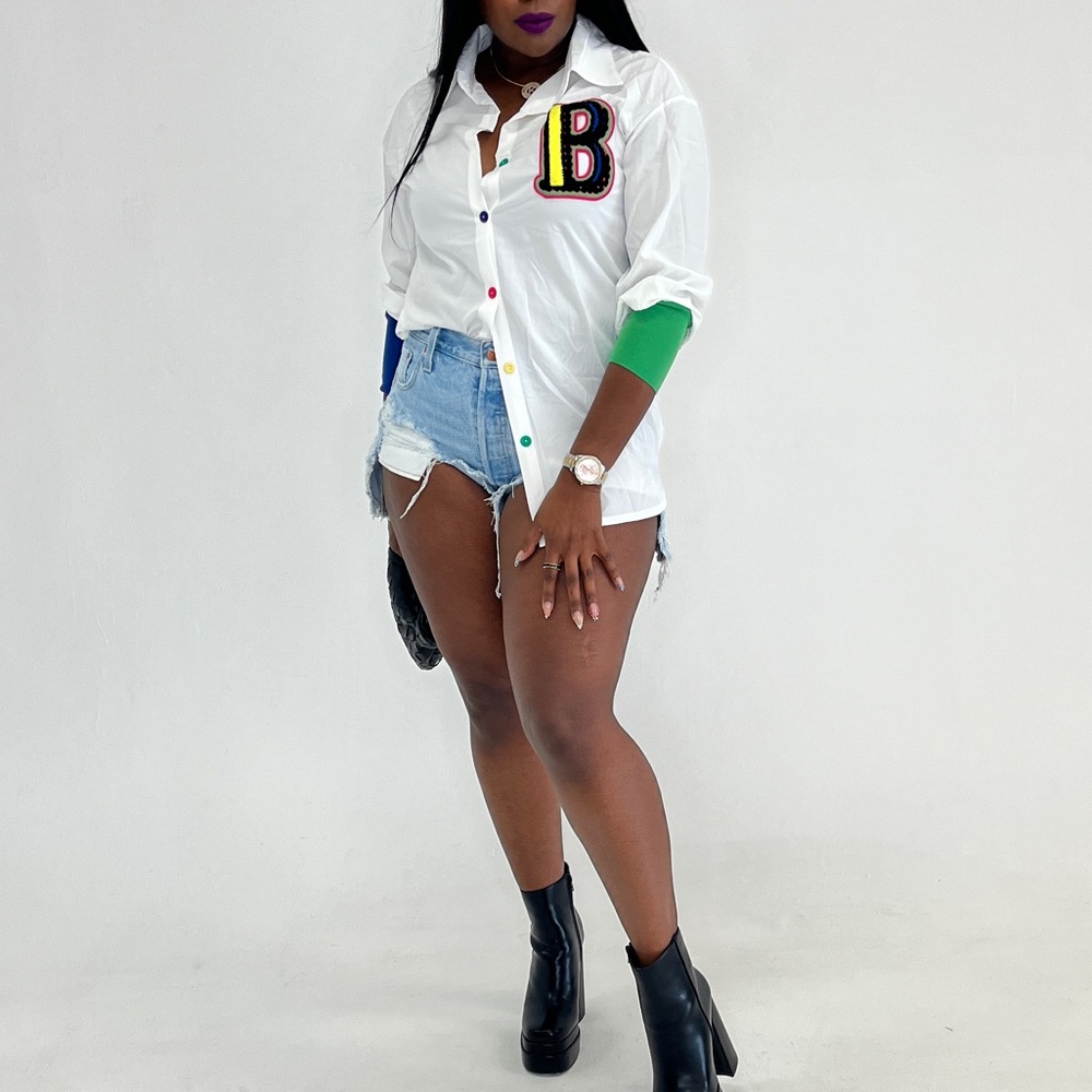 White - Women’s Letterman Button up shirt